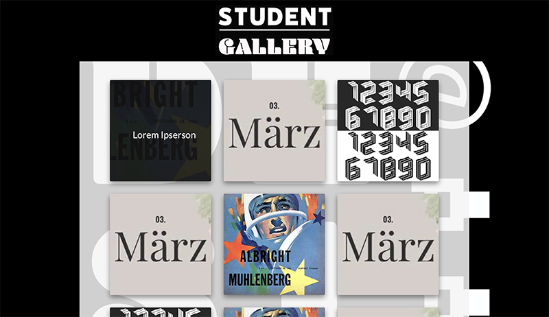 screenshot of student gallery portion of homepage