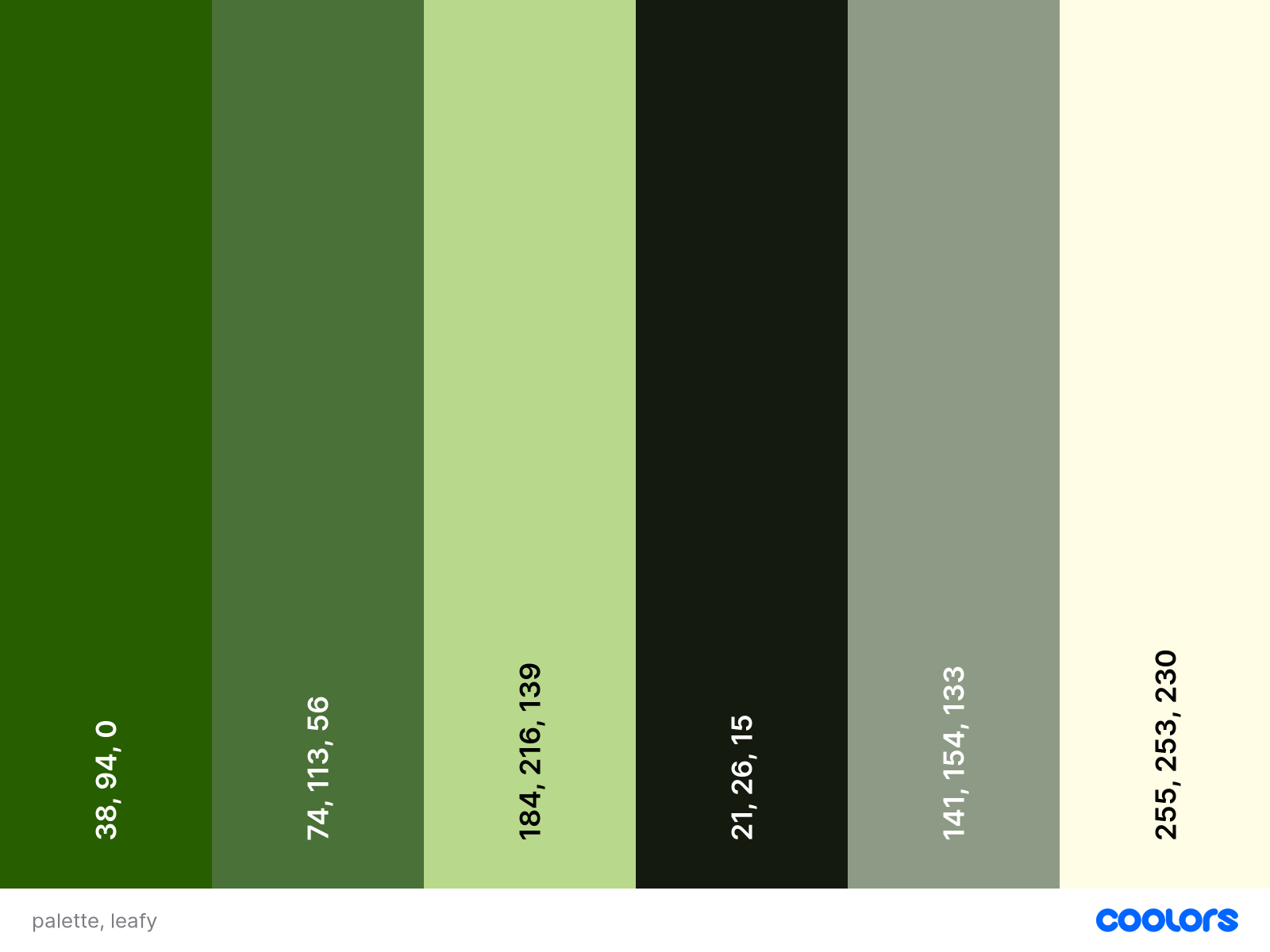 screenshot of the color palette